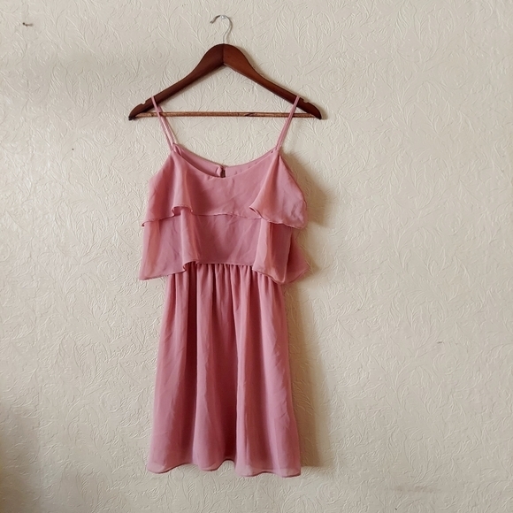 Atmosphere Dresses & Skirts - Atmosphere pink mini dress layered top spaghetti strap chiffon size 4